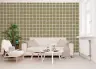 Sage Green Brushstroke Square Grid Wallpaper 7
