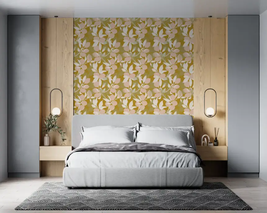 Mustard Lemon Wallpaper Mediterranean Kitchen Wallpaper