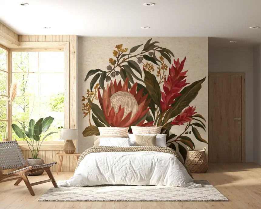 Exotic Earth Blooms Protea Flowers and Hawaiian Ginger Lili Bouquet Wall Mural