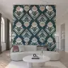 Teal Abstract Floral Wallpaper 8