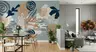Dusty Blue Terracotta Abstract Organic Shapes Wall Mural 8