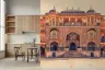 Terracotta Blue Ornate Rajasthani Palace Facade Wallpaper 6