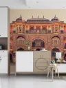 Terracotta Blue Ornate Rajasthani Palace Facade Wallpaper 7