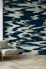 Navy and Cream Abstract Swirls Wallpaper 7