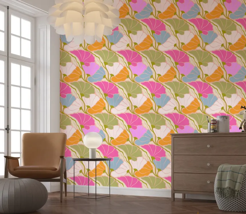Art Nouveau Botanica Fan Flow - Bloom Burst Wallpaper