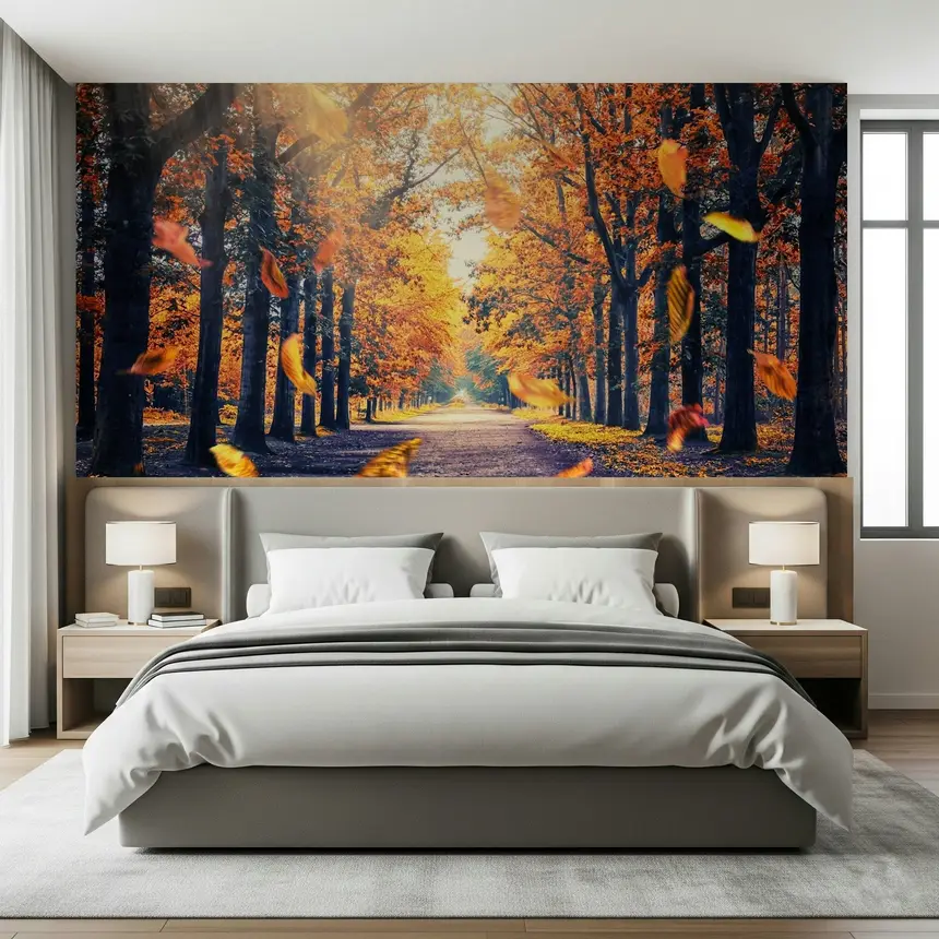 Autumn's Golden Path Wall Mural