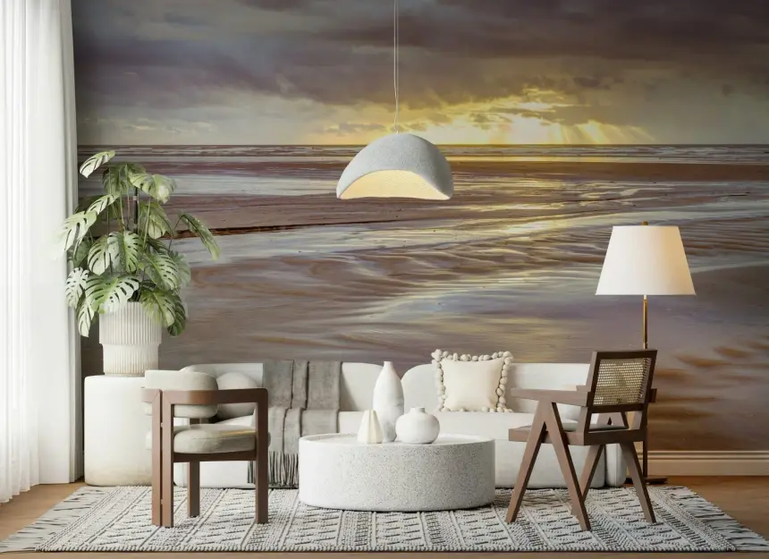 Blackpool Beach Sunset Wall Mural