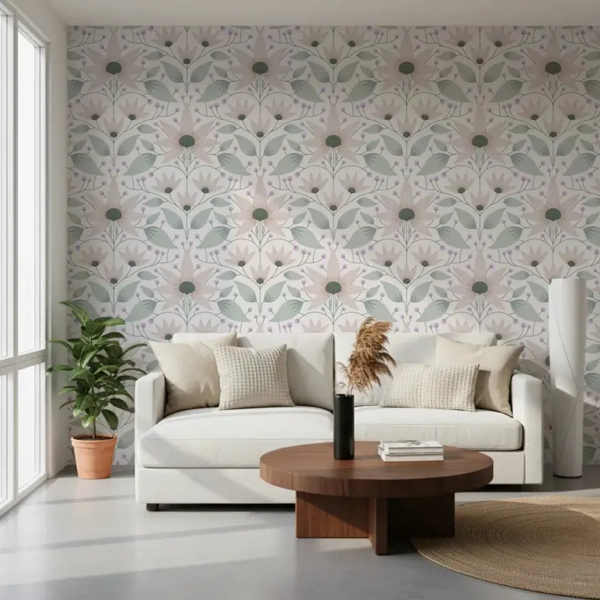 Bloom Symmetry Boho Wallpaper