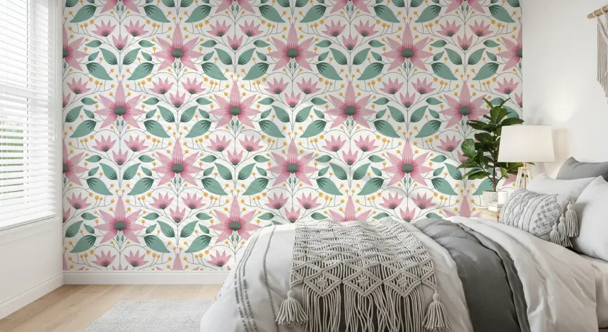 Blossom Symmetry Pink Wallpaper