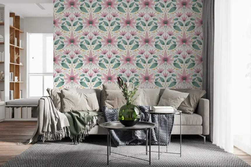Blossom Symmetry Pink Wallpaper