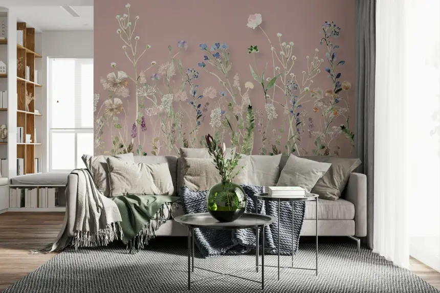 Blush Meadow Blooms Wall Mural - 3133173