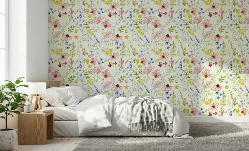 Blush Wildflower Meadow Wallpaper