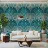 Teal Art Nouveau Moth Wallpaper 6