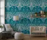 Teal Art Nouveau Moth Wallpaper 7