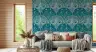 Teal Art Nouveau Moth Wallpaper 8