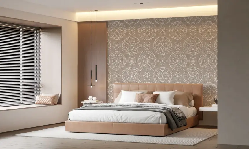 Boho Fireworks Grunge Earthy Beige Wallpaper