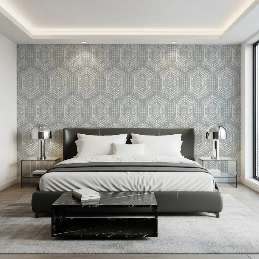 Boho Painted Grunge Grey Clouds Wallpaper
