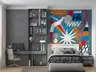 Abstract Color Block Shapes Teal Wallpaper Mural 7