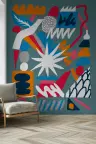 Abstract Color Block Shapes Teal Wallpaper Mural 6