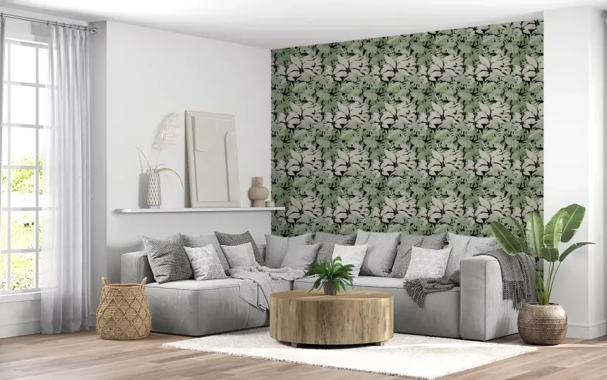 Botanical Noir Canopy Foliage Wallpaper