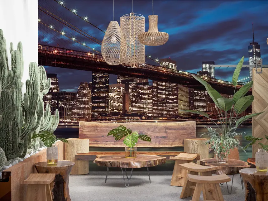 Brooklyn Bridge at Dusk Wall Mural