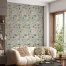 Whimsical Cat Pattern Mint Green Wallpaper 8