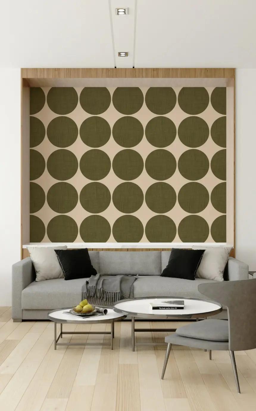 Circles in Linen Wallpaper -2995400