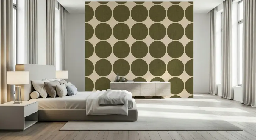 Circles in Linen Wallpaper -2995400