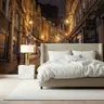 Illuminated European Cobblestone Street Wall Mural 6