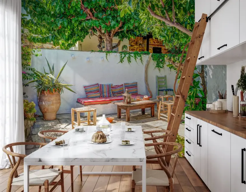 Colorful Backyard Patio Wall Mural