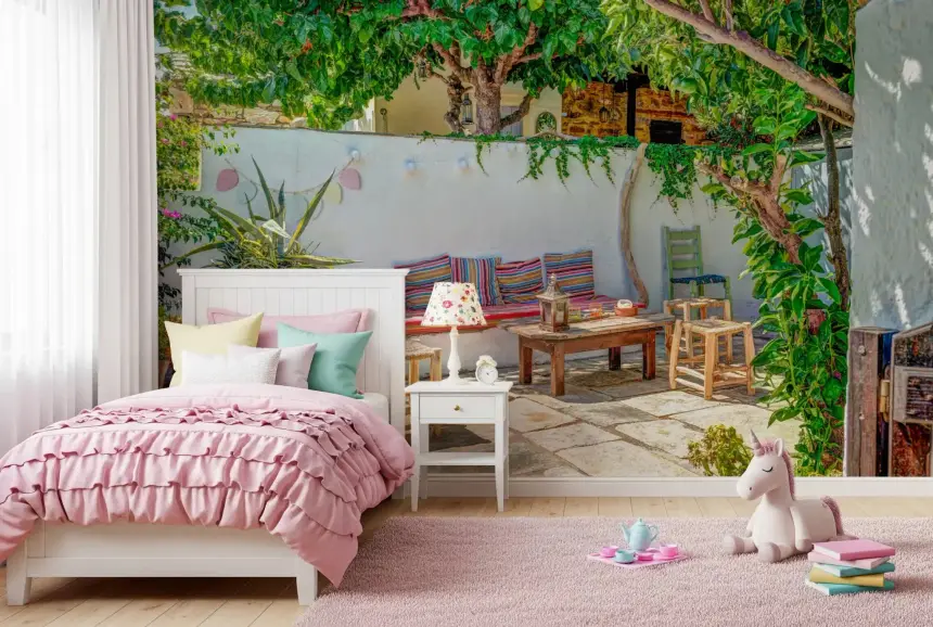 Colorful Backyard Patio Wall Mural
