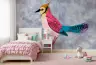 Vibrant Abstract Jay Bird Kids Room Wall Mural 4