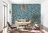 Elegant Botanical Vine Pattern Teal Wallpaper 8