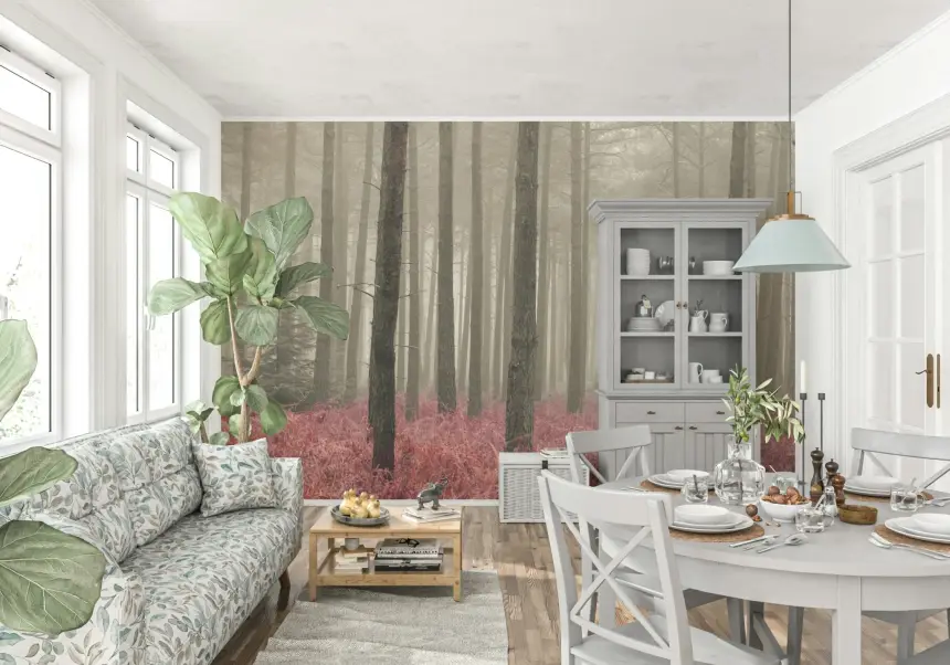 Crimson Whisper Woods Wall Mural