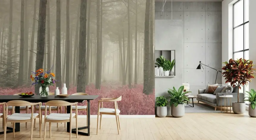 Crimson Whisper Woods Wall Mural