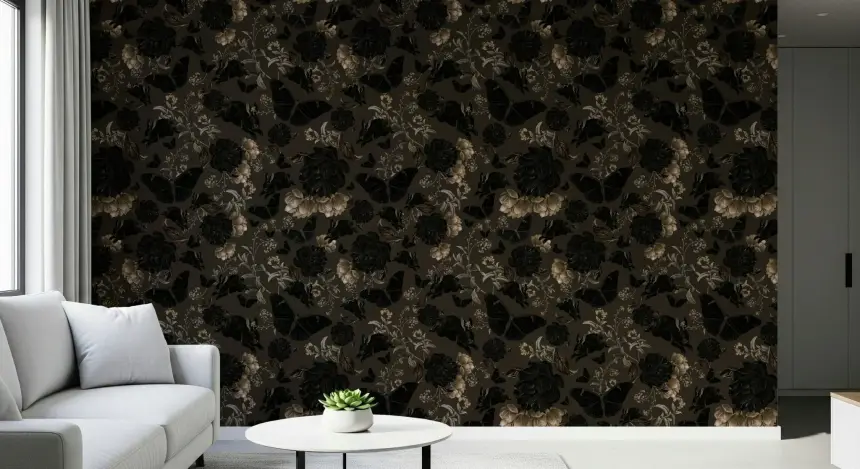 Dark Academia Nocturnal Garden Wall Mural