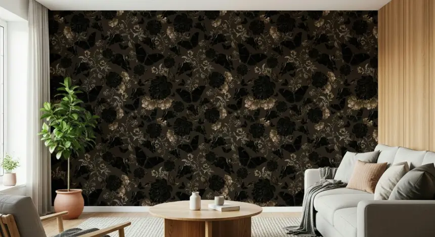Dark Academia Nocturnal Garden Wall Mural