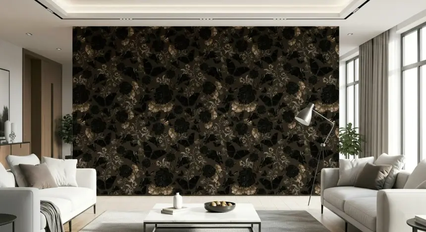 Dark Academia Nocturnal Garden Wall Mural