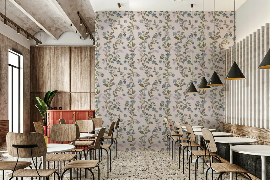 Denim Dreams Floral Wallpaper