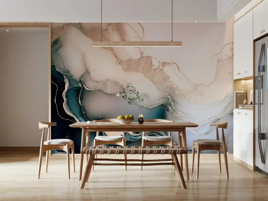 Dreamy Mineral Layers Rose Gold Wall Mural