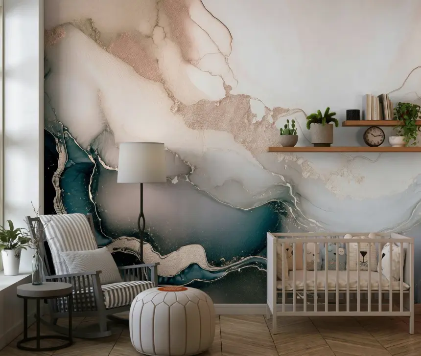 Dreamy Mineral Layers Rose Gold Wall Mural