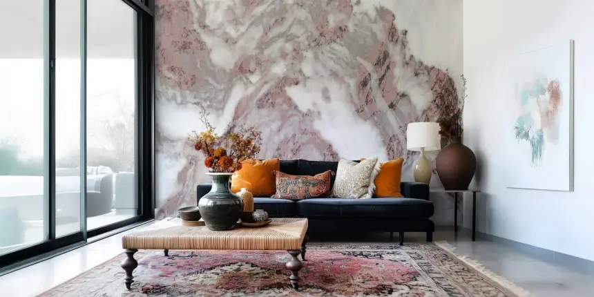 Dusty Rose Marble Swirl Wall Mural -2579026