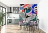 Bold Geometric Teal Red Torn Paper Collage Wallpaper Mural 7