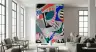 Bold Geometric Teal Red Torn Paper Collage Wallpaper Mural 6