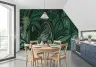 Deep Green Abstract Jungle Foliage Wall Mural 6