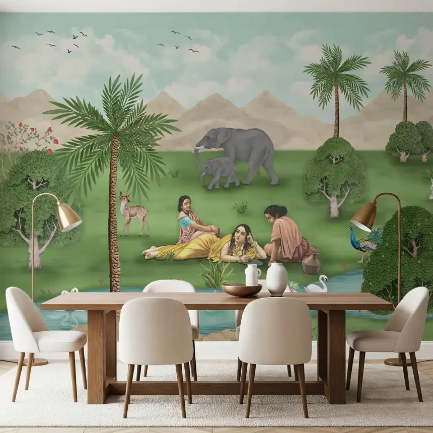 Enchanted Mughal Landscape Wall Mural