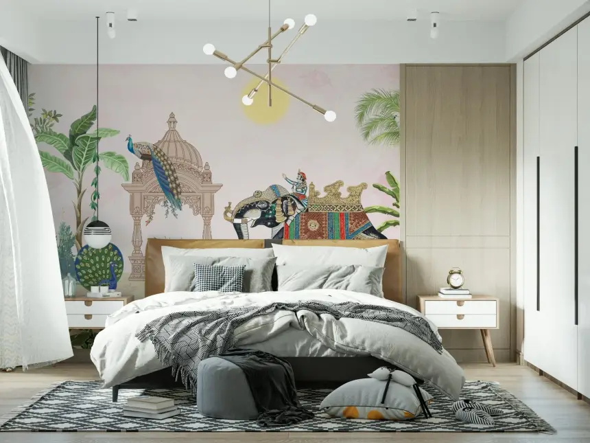 Exotic Peacock Elephant Wall Mural