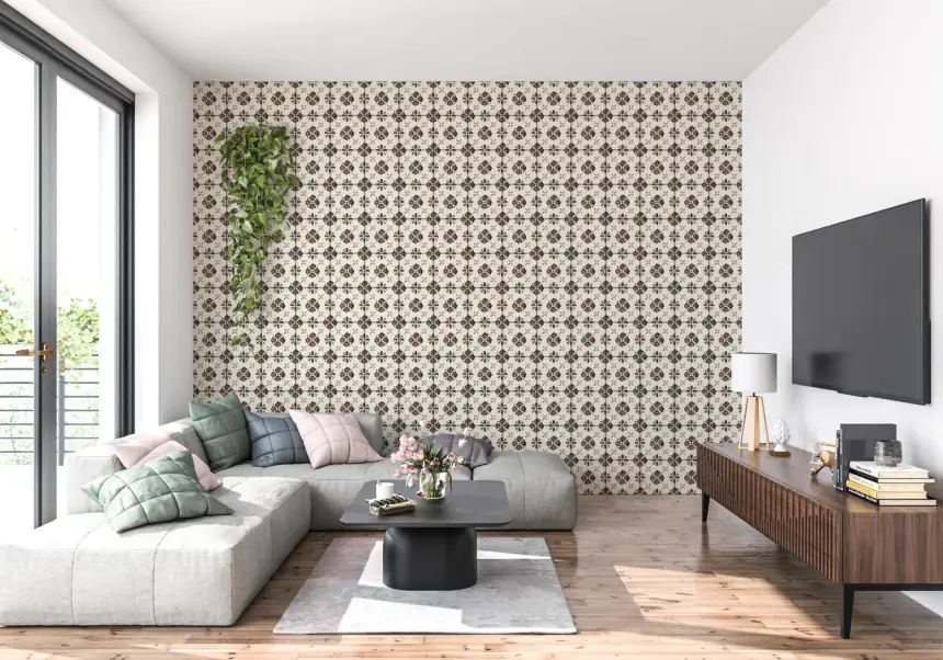 Farmhouse Classic Backsplash Choco Wallpaper