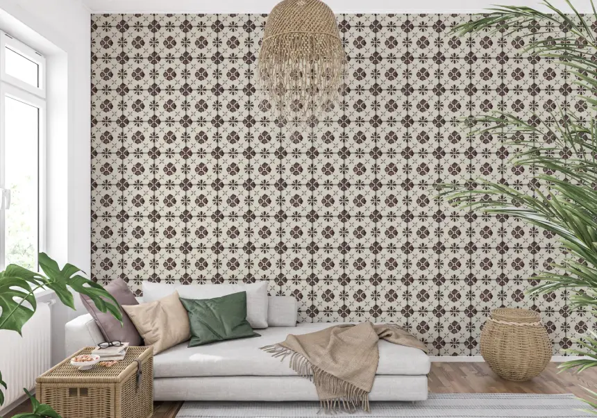Farmhouse Classic Backsplash Choco Wallpaper