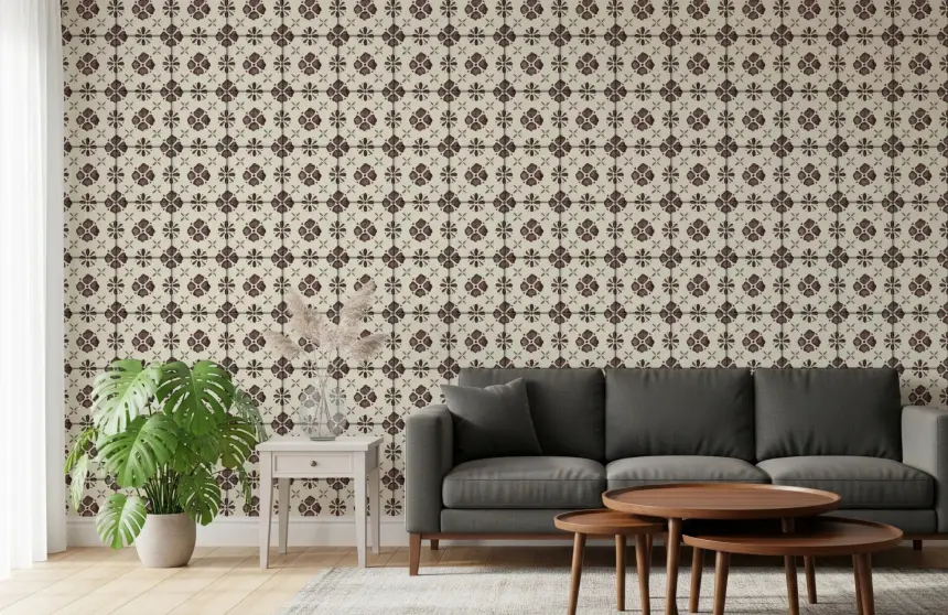 Farmhouse Classic Backsplash Choco Wallpaper